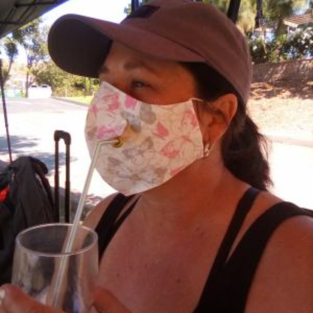 FACE MASK WITH STRAW OPENING-WHITE BUTTERFLY